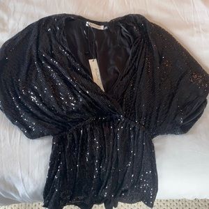 NWT Mustard Seed Vici Sequin batwing blouse